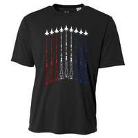 4th Of July Fighter Jet Airplane Red White Blue In The Sky Cooling Performance Crew T-Shirt