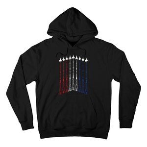 4th Of July Fighter Jet Airplane Red White Blue In The Sky Hoodie