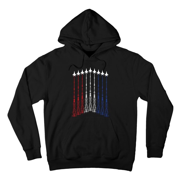 4th Of July Fighter Jet Airplane Red White Blue In The Sky Hoodie