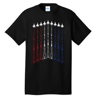 4th Of July Fighter Jet Airplane Red White Blue In The Sky Tall T-Shirt