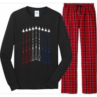 4th Of July Fighter Jet Airplane Red White Blue In The Sky Long Sleeve Pajama Set