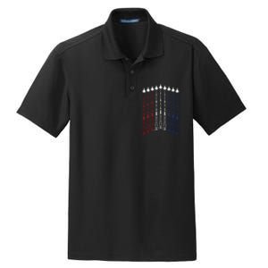 4th Of July Fighter Jet Airplane Red White Blue In The Sky Dry Zone Grid Polo