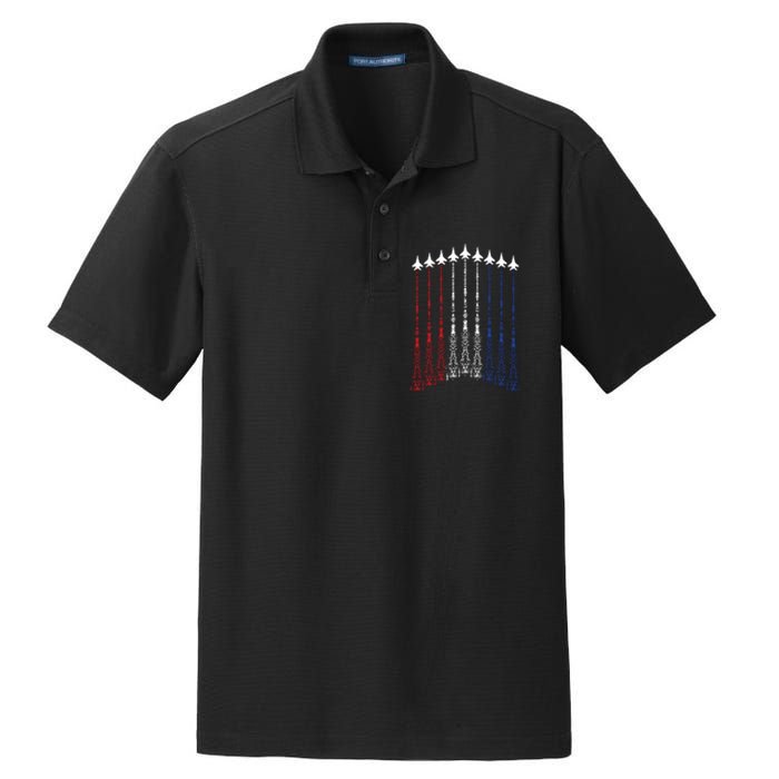 4th Of July Fighter Jet Airplane Red White Blue In The Sky Dry Zone Grid Polo