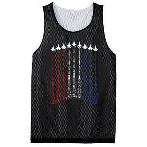 4th Of July Fighter Jet Airplane Red White Blue In The Sky Mesh Reversible Basketball Jersey Tank