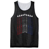 4th Of July Fighter Jet Airplane Red White Blue In The Sky Mesh Reversible Basketball Jersey Tank