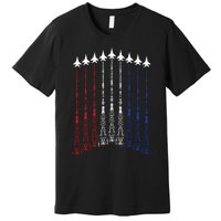 4th Of July Fighter Jet Airplane Red White Blue In The Sky Premium T-Shirt