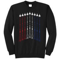 4th Of July Fighter Jet Airplane Red White Blue In The Sky Tall Sweatshirt