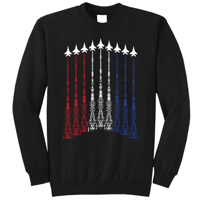 4th Of July Fighter Jet Airplane Red White Blue In The Sky Tall Sweatshirt