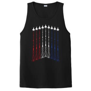 4th Of July Fighter Jet Airplane Red White Blue In The Sky PosiCharge Competitor Tank