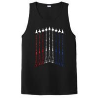 4th Of July Fighter Jet Airplane Red White Blue In The Sky PosiCharge Competitor Tank