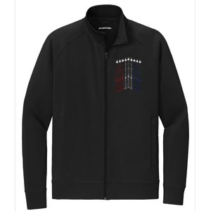 4th Of July Fighter Jet Airplane Red White Blue In The Sky Stretch Full-Zip Cadet Jacket