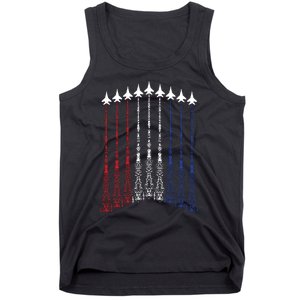 4th Of July Fighter Jet Airplane Red White Blue In The Sky Tank Top