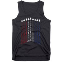 4th Of July Fighter Jet Airplane Red White Blue In The Sky Tank Top