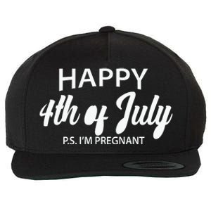 4th Of July Pregnant Annoucement Wool Snapback Cap