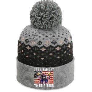 4th Of July Its A Bad Day Tobe A Beer Funny Racoon Gift The Baniff Cuffed Pom Beanie