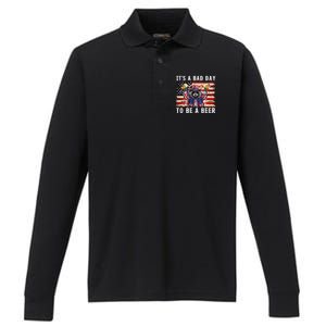 4th Of July Its A Bad Day Tobe A Beer Funny Racoon Gift Performance Long Sleeve Polo