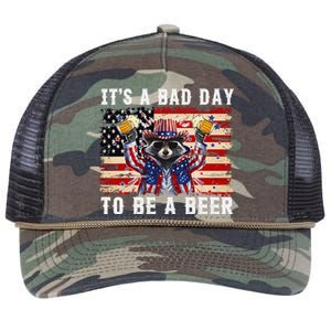 4th Of July Its A Bad Day Tobe A Beer Funny Racoon Gift Retro Rope Trucker Hat Cap