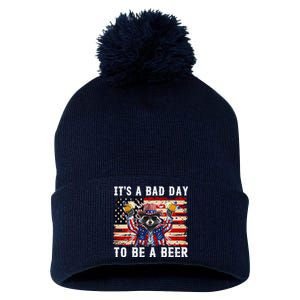 4th Of July Its A Bad Day Tobe A Beer Funny Racoon Gift Pom Pom 12in Knit Beanie