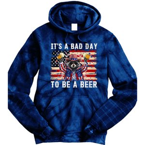 4th Of July Its A Bad Day Tobe A Beer Funny Racoon Gift Tie Dye Hoodie