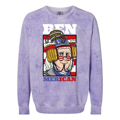 4th Of July Independence Day Ben Drankin Merica Funny Gift Colorblast Crewneck Sweatshirt