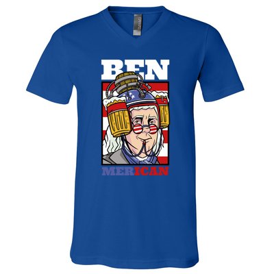 4th Of July Independence Day Ben Drankin Merica Funny Gift V-Neck T-Shirt