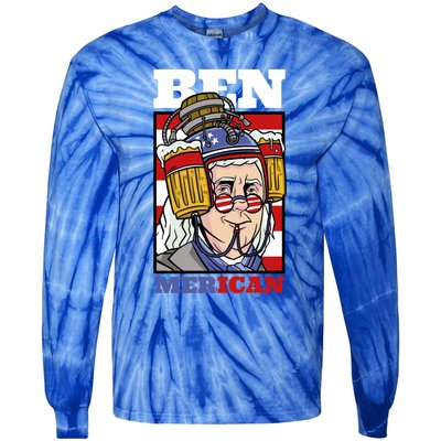 4th Of July Independence Day Ben Drankin Merica Funny Gift Tie-Dye Long Sleeve Shirt