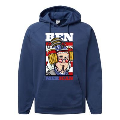 4th Of July Independence Day Ben Drankin Merica Funny Gift Performance Fleece Hoodie