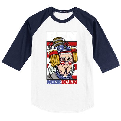 4th Of July Independence Day Ben Drankin Merica Funny Gift Baseball Sleeve Shirt