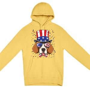 4th Of July Patriotic Beagle American USA Flag Beagle Lovers Premium Pullover Hoodie