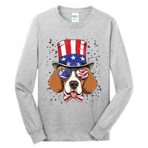 4th Of July Patriotic Beagle American USA Flag Beagle Lovers Tall Long Sleeve T-Shirt