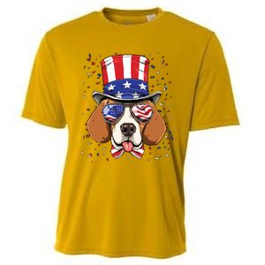 4th Of July Patriotic Beagle American USA Flag Beagle Lovers Cooling Performance Crew T-Shirt