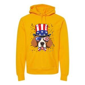 4th Of July Patriotic Beagle American USA Flag Beagle Lovers Premium Hoodie