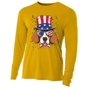 4th Of July Patriotic Beagle American USA Flag Beagle Lovers Cooling Performance Long Sleeve Crew