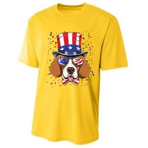 4th Of July Patriotic Beagle American USA Flag Beagle Lovers Performance Sprint T-Shirt