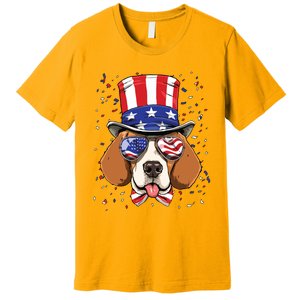 4th Of July Patriotic Beagle American USA Flag Beagle Lovers Premium T-Shirt