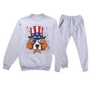 4th Of July Patriotic Beagle American USA Flag Beagle Lovers Premium Crewneck Sweatsuit Set