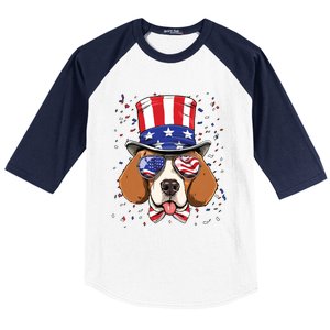 4th Of July Patriotic Beagle American USA Flag Beagle Lovers Baseball Sleeve Shirt