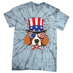 4th Of July Patriotic Beagle American USA Flag Beagle Lovers Tie-Dye T-Shirt