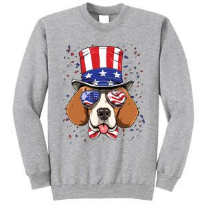 4th Of July Patriotic Beagle American USA Flag Beagle Lovers Tall Sweatshirt