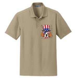 4th Of July Patriotic Beagle American USA Flag Beagle Lovers Dry Zone Grid Polo