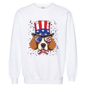 4th Of July Patriotic Beagle American USA Flag Beagle Lovers Garment-Dyed Sweatshirt