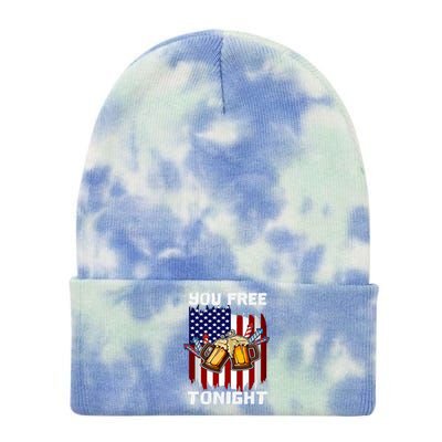 4th Of July Party You Free Tonight American Flag Usa Gift Tie Dye 12in Knit Beanie