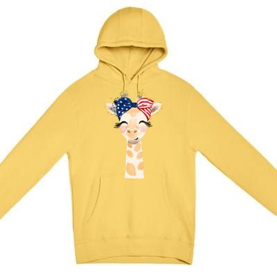 4th Of July Usa Giraffe Cute Premium Pullover Hoodie