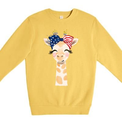 4th Of July Usa Giraffe Cute Premium Crewneck Sweatshirt