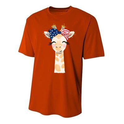 4th Of July Usa Giraffe Cute Performance Sprint T-Shirt