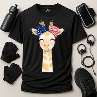 4th Of July Usa Giraffe Cute Cooling Performance Crew T-Shirt