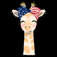4th Of July Usa Giraffe Cute Cooling Performance Crew T-Shirt