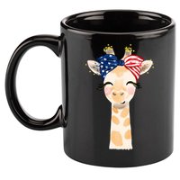 4th Of July Usa Giraffe Cute 11oz C Handle Ceramic Mug