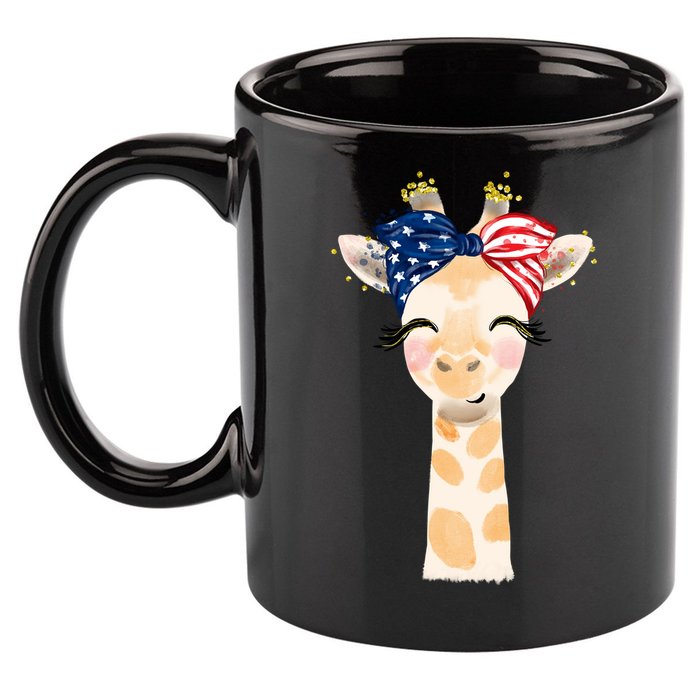 4th Of July Usa Giraffe Cute 11oz C Handle Ceramic Mug