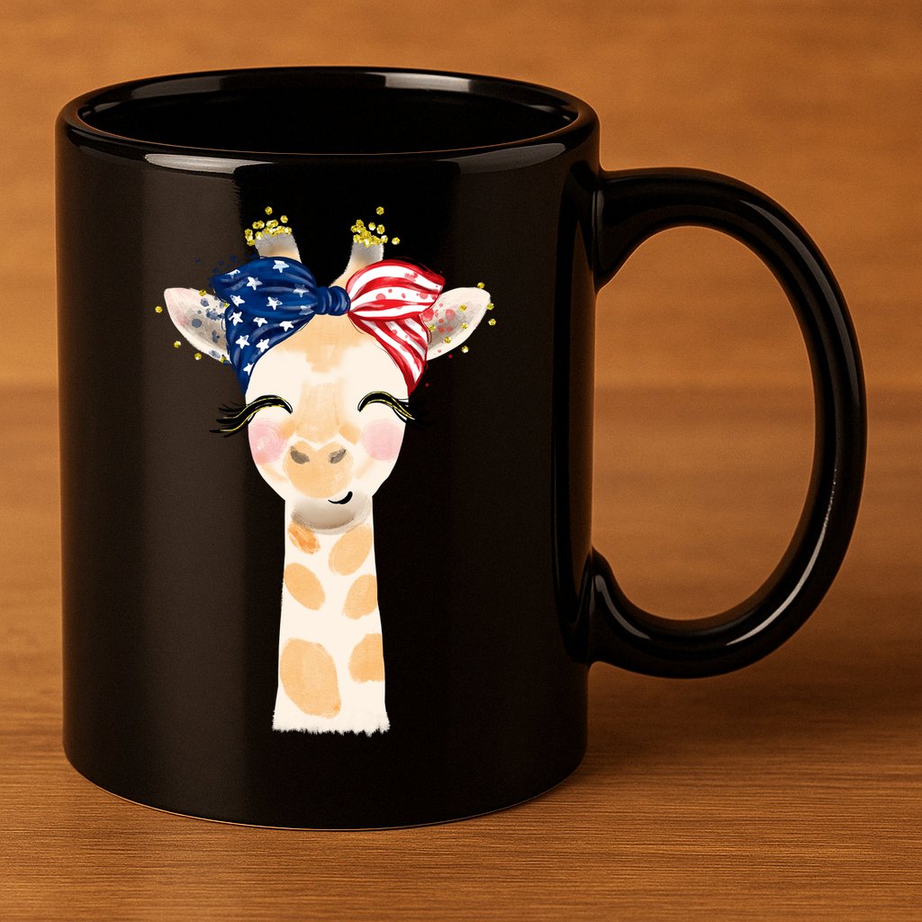 4th Of July Usa Giraffe Cute 11oz C Handle Ceramic Mug